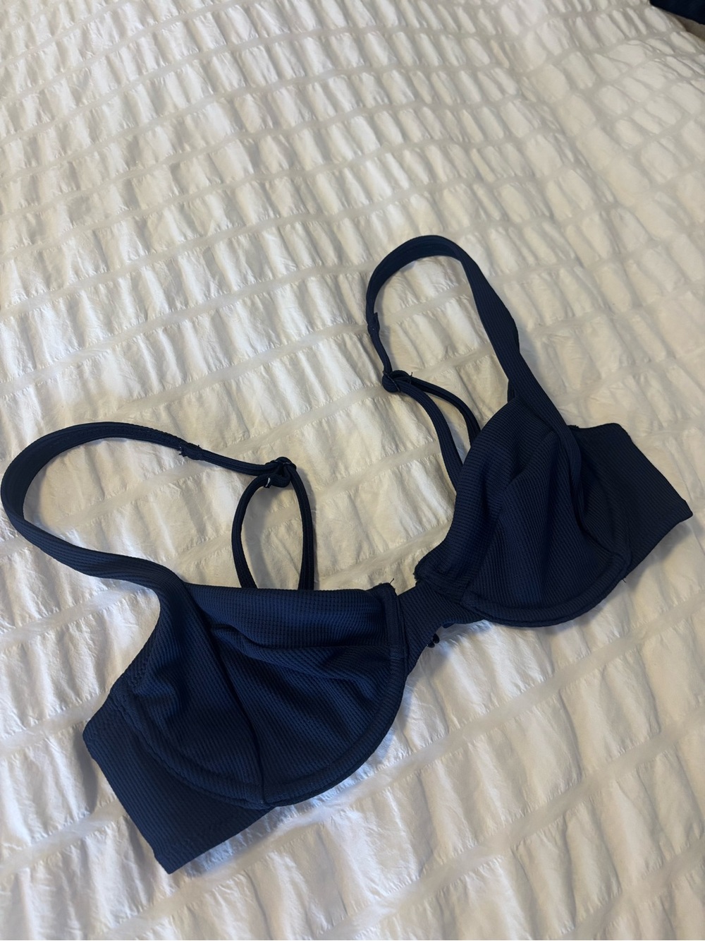 NWOT Navy Ribbed Underwire Bikini Top